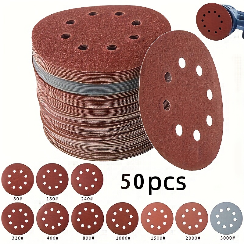 

50pcs 12.5cm/4.92in Sandpaper Round - 8- & Polishing For Buffing &