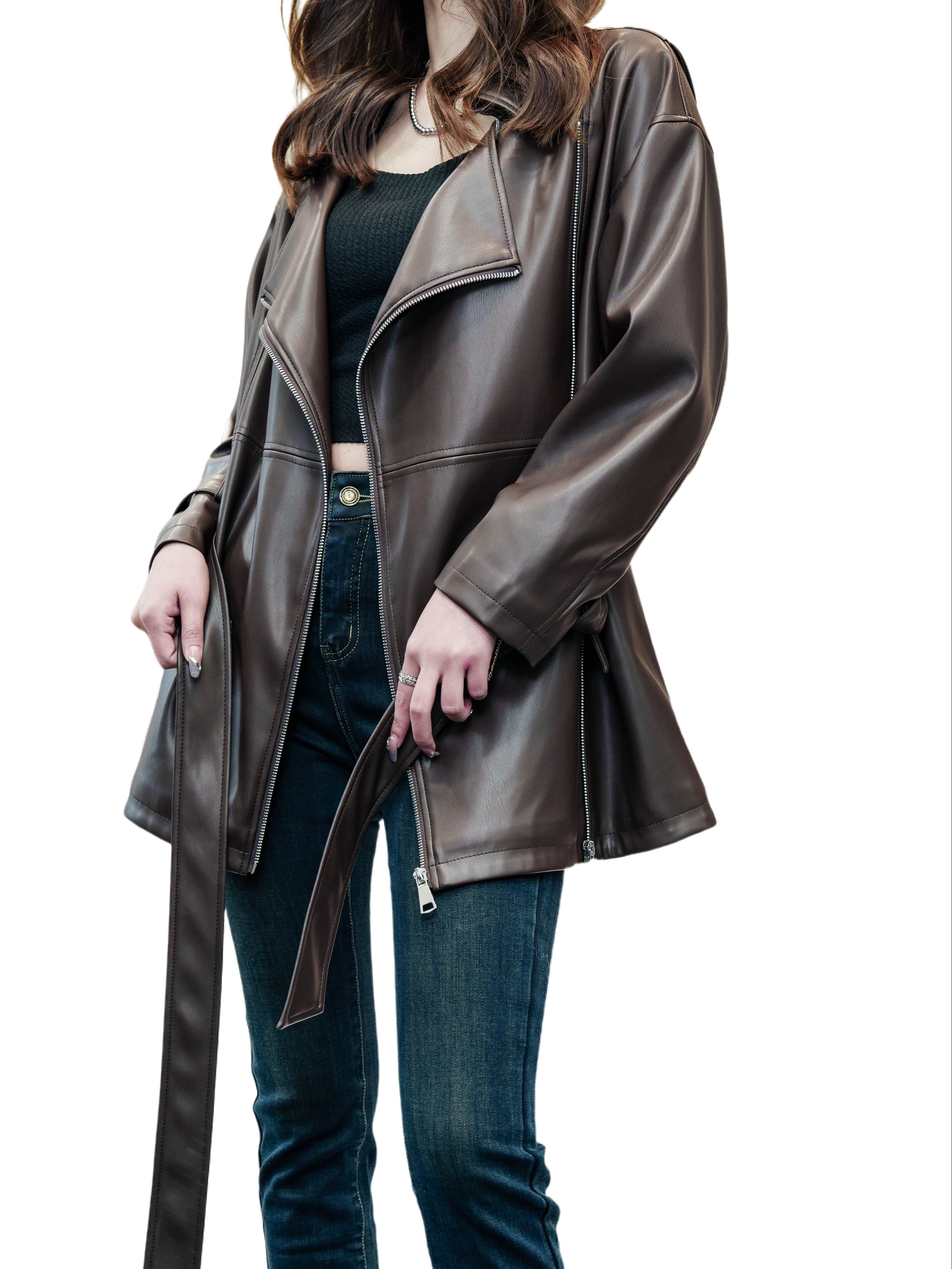 veste décontractée en cuir pu femme col à Temu Switzerland