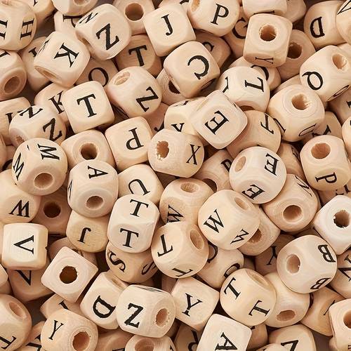 item picture 200 cubic wooden beads per bag mixed with of letter 10mm letter wooden loose beads used for making decorative beads for jewelry diy handicrafts