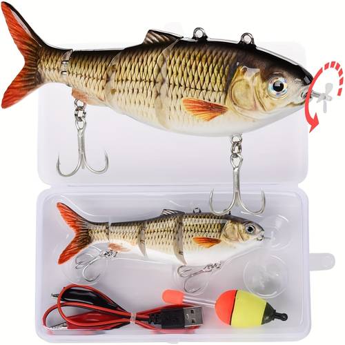 swimming fishing bait usb rechargeable led light fishing bait electric multi jointed robotic wobbler swimbait robot swimming fishing bait fathers day grandparents day christmas teachers day gift winter fishing