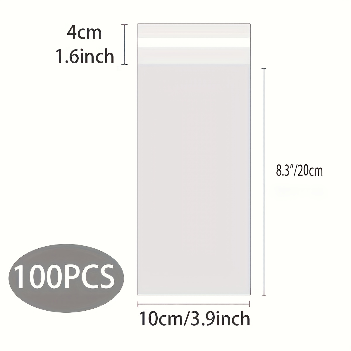 TEMU 100 Transparent Self-sealing Cellophane Bags, 3.9 X 8.3 Inches, For Packaging And Gifting. Ideal For , Candies, Gifts, Small Presents,