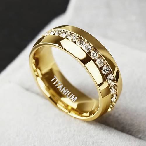 6mm wide 18k golden plated never fade ring for men and women couple wedding engagement anniversary ring single row full cuban ring jewelry gift