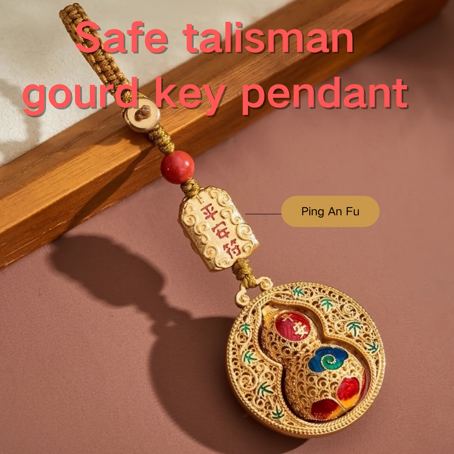 

Porte-clés en de gourde tissé à , non plaqué, pendentif talisman créatif, porte-clés de unisexe, cadeau , accessoire amulette de protection.