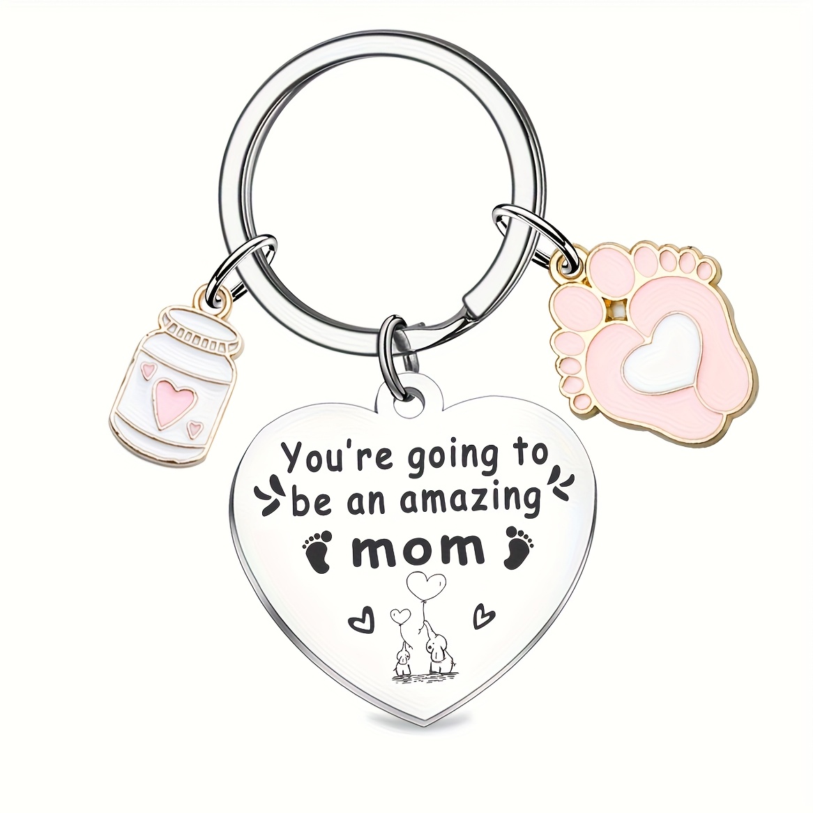 TEMU 1 Stainless Steel Keychain 'you're Be An Amazing Mom' Mother's Day Gift For Expectant Mothers, Christmas Gift For Pregnant Women