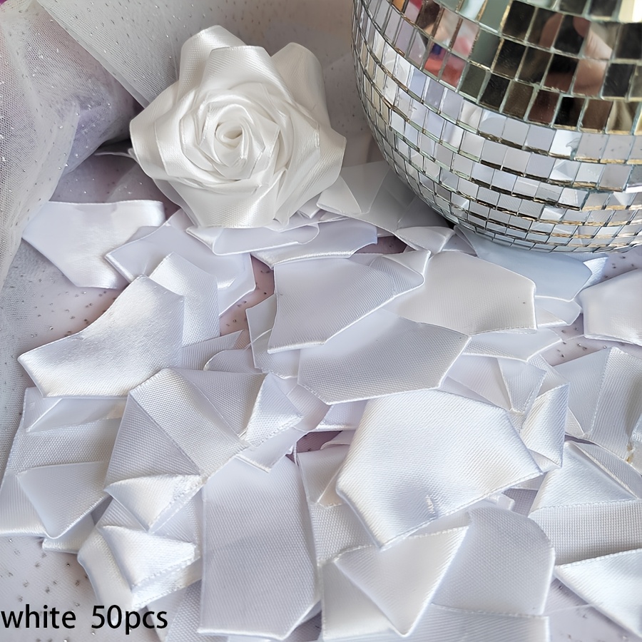 Image of Handmade Ribbon Rose Petals, Eternal Rose Petals, 50pcs Handmade Semi-finished Ribbon Petals In 2 Different Techniques (embossing Or Hot Stamping)&halloween, School Christmas
