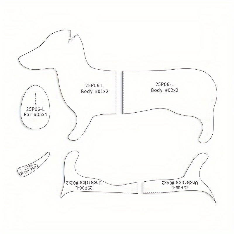 6pcs Dog Shaped Acrylic Template Set Memory Puppy Quilting Templates Doll Sewing Tool Birthday Gift Decorations With Instructions