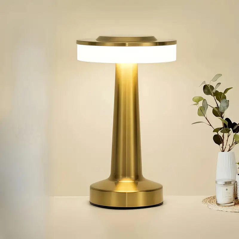1 round usb charging table lamp golden metal touch dimmer 3 color night light halloween christmas decorative bedside lamp suitable for home bedroom living room decoration Product details 3