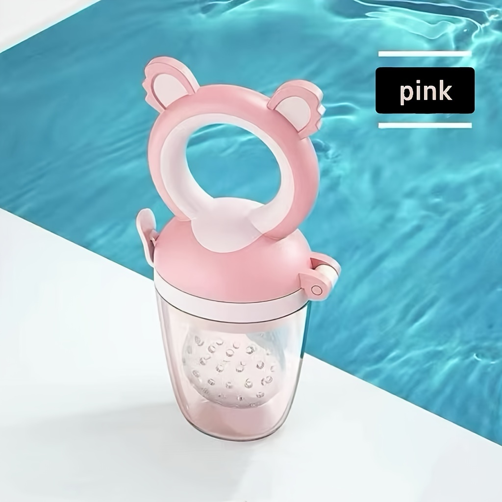 Alimentador de Frutas de Silicona Rosa para Niños con Dispensador de Suplementos Alimenticios de Tipo Empuje Rotativo – Ideal para Niños y Niñas, Regalo Perfecto, Accesorios de Comida para Niños