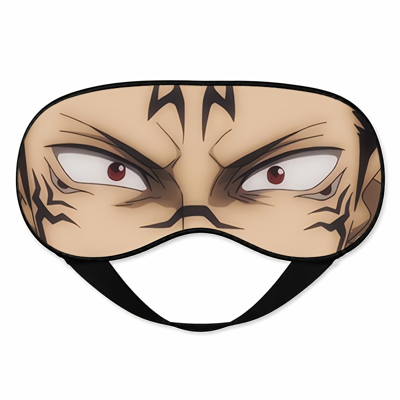 TEMU 1pc, Angry Pattern Printed Eye Mask, Adjustable Strap, Suitable For Napping And Travel Use, Soft, Comfortable, Breathable Sleep Mask, Very