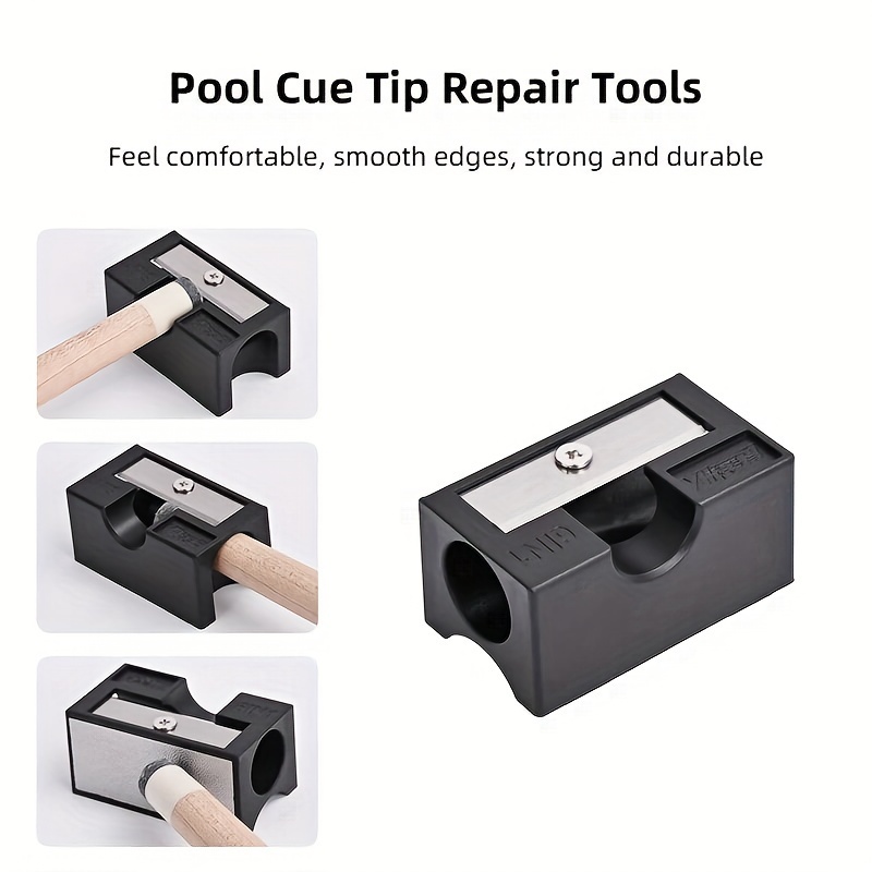 

Billiard Cue Tip Shaper - Pool Stick Repair Tool With Grinder, Planer, And Pencil Sharpener - Resin, Black