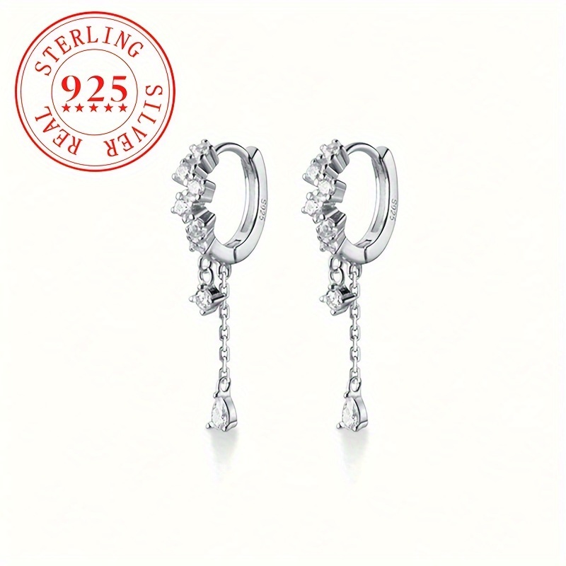 

1pc, Luxury & , 925 Sterling Silvery Tassel Drop Earrings, Temperament Accessory For & Party, Perfect Gift For Ladies, Weight 1.9g