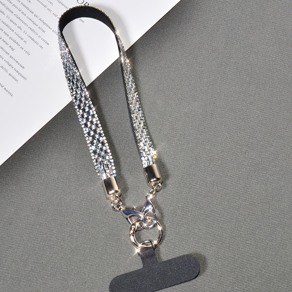 E-shop Leichter Luxus Voll-Diamant Kristall Pailletten Handy-Lanyard, breites Armband modisches Damen-Accessoire für Outdoor-Reisen, Wandern, Ausflüge,