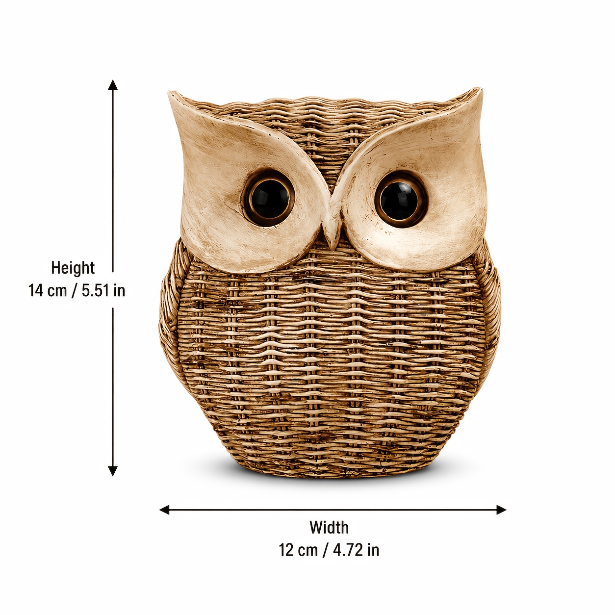 TEMU 1pc Rattan Woven Texture Owl Resin Ornament Collectible Dolls, Vintage Decor, Living Room Bedroom Desktop Craft Display
