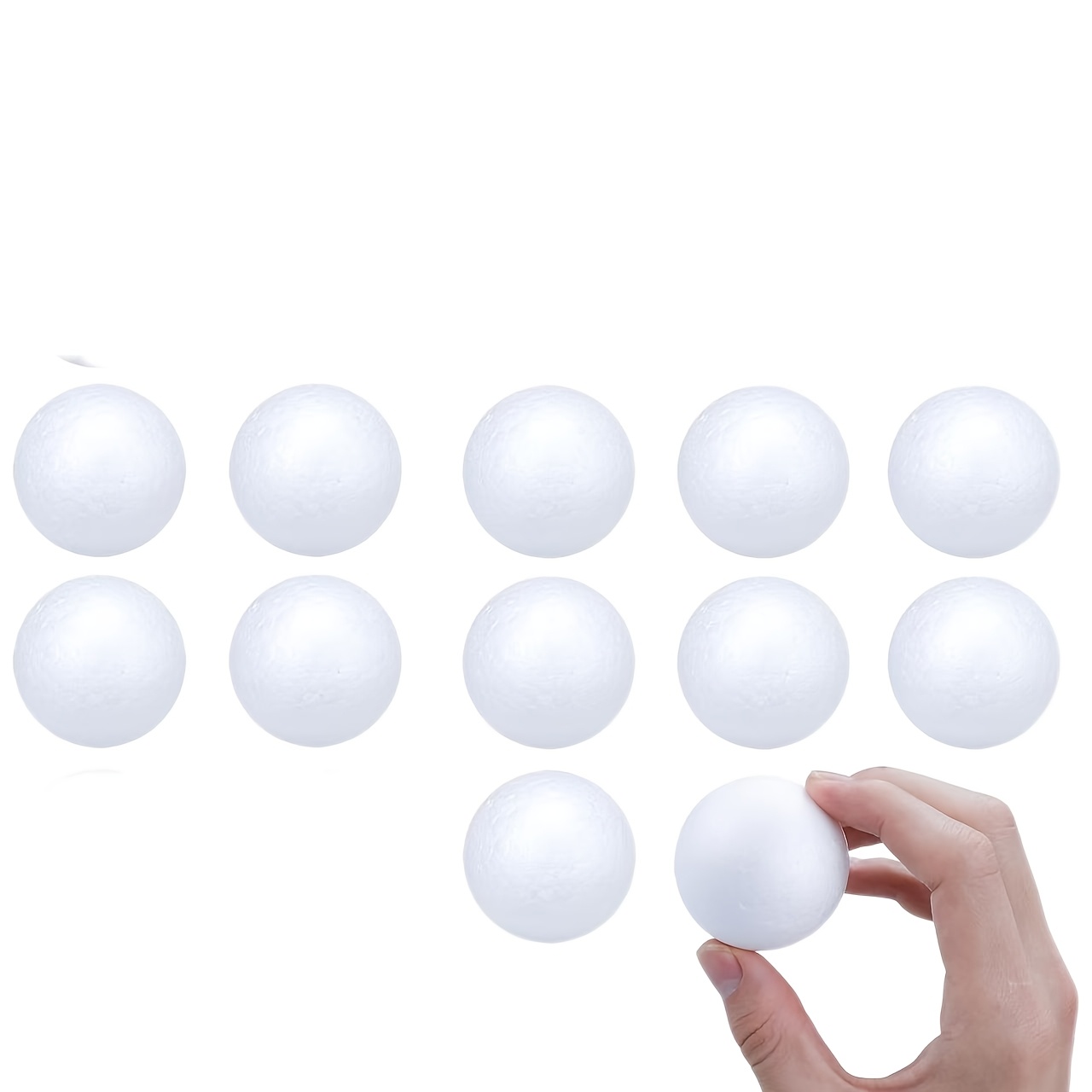 E-shop 12/24 Stück weiße Schaumstoffkugeln, 5 cm glatte Oberfläche, langlebige und leichte Schaumstoffbälle, geeignet für verschiedene Festivals,