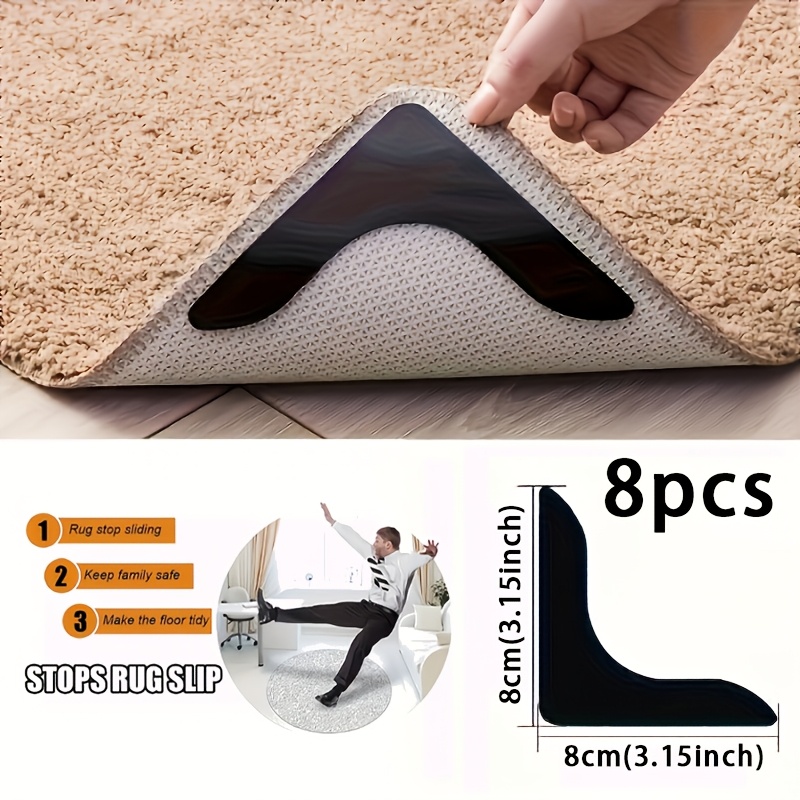 TEMU 4/8/12/16/20pcs L-shaped Anti-slip Carpet Tape And Adhesive, Suitable For Carpets, Bed Sheets, Mattresses, Sofa Cushions, Rugs, And Other Items
