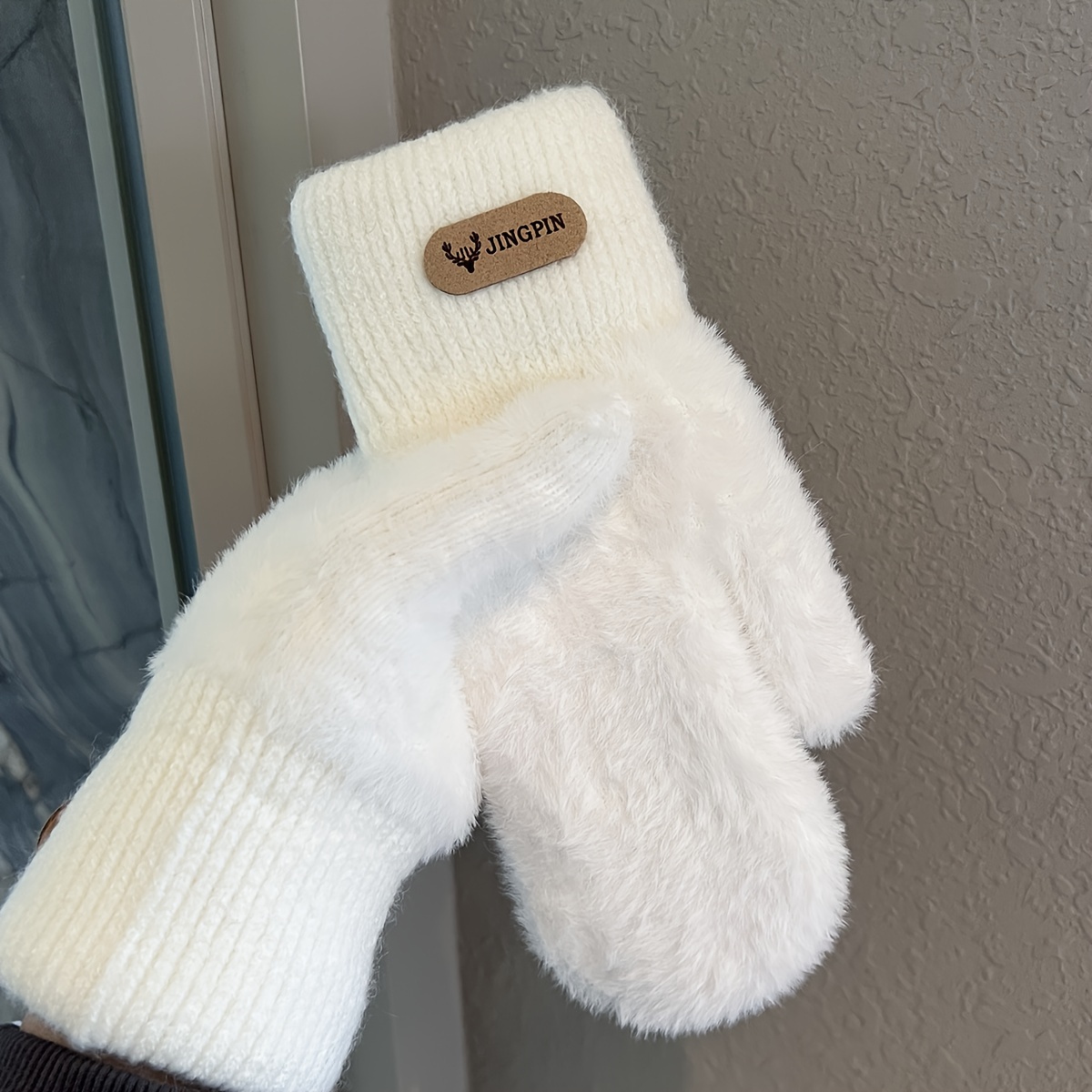 

Women's Knitted Gloves With Faux Fur, 1 Pair, , Warm , Hand Wash Or , Nylon Material, Fashion Accessory For Outdoor Use