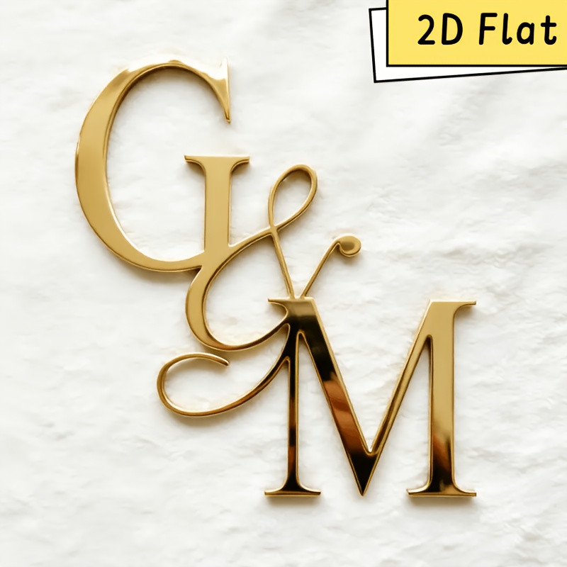 TEMU 2d Flat, 2d Flat Custom Personalized Letters, Elegant Script Font, Durable Acrylic Material, Suitable For Weddings, Birthdays, Wedding Signage,
