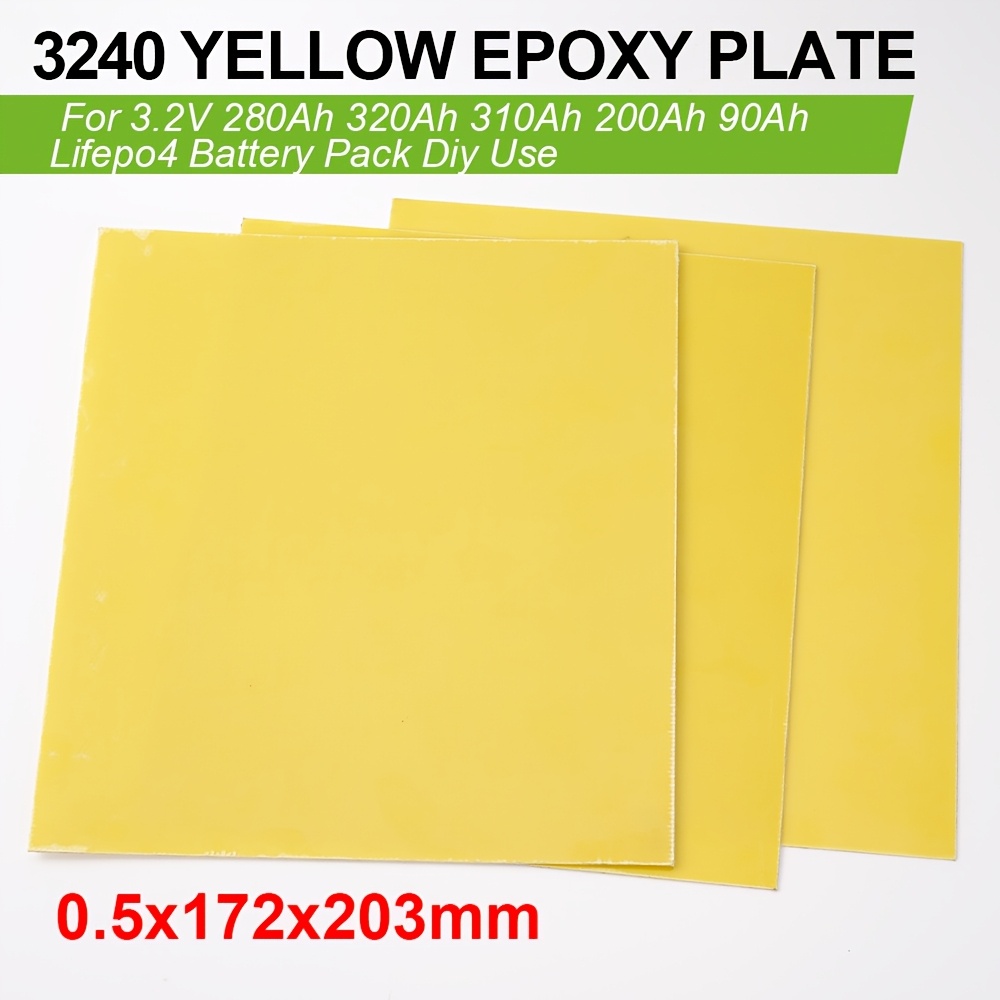 3240 yellow epoxy insulation board 0 5mm thick 172x203mm compatible with 3 2v 280ah 320ah 310ah 90ah lithium iron phosphate battery packs for diy projects battery pack diy projects   fiberglass  