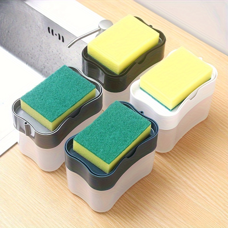 3pcs kitchen soap dispenser set with brush lead free   dishwashing   box easy   non food contact plastic material for kitchen use details 0