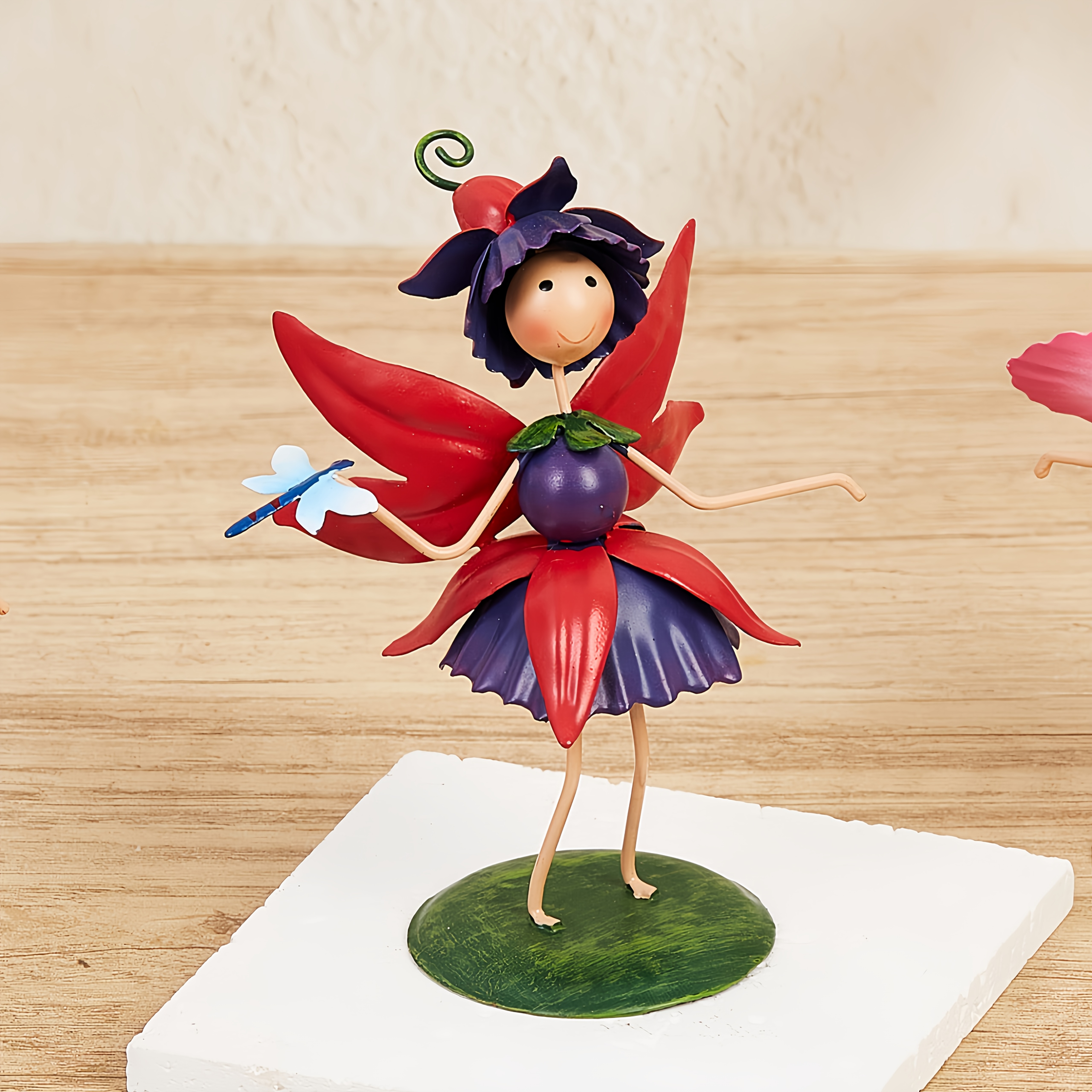 Image of Garden Fairy - Handcrafted Metal Flower Fairy Statue, Outdoor Decorative Sculpture
