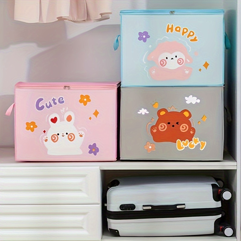 cartoon non woven storage bag cute organizing bag clothes quilt moving luggage packing bag moisture proof storage storage under bed storage details 2