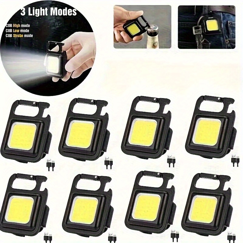 TEMU 8pcs Mini Cob Work Lights, 300mah Aluminum Alloy Usb Rechargeable Emergency Lamps, Portable For Car Repair, Power Outage And Outdoor Use