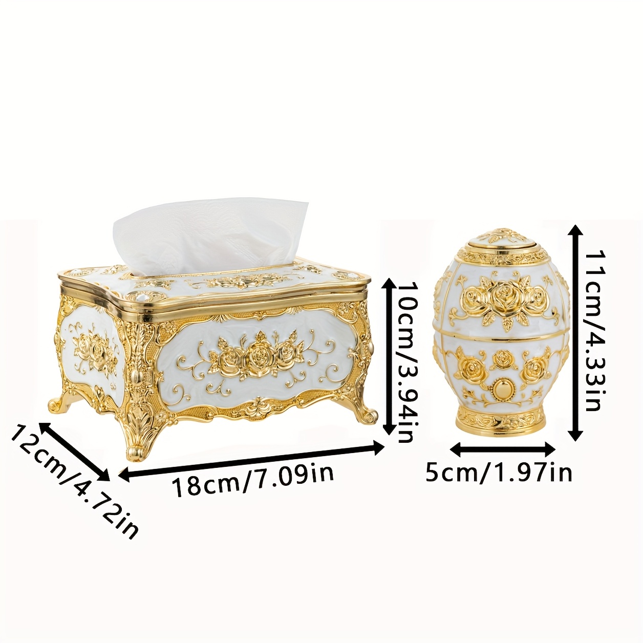 Image of 1pc European Luxury Tissue Box+1pc European Luxury Toothpick Box Set For Room Coffee Table Paper Drawer, Creative And Simple Drawer Box