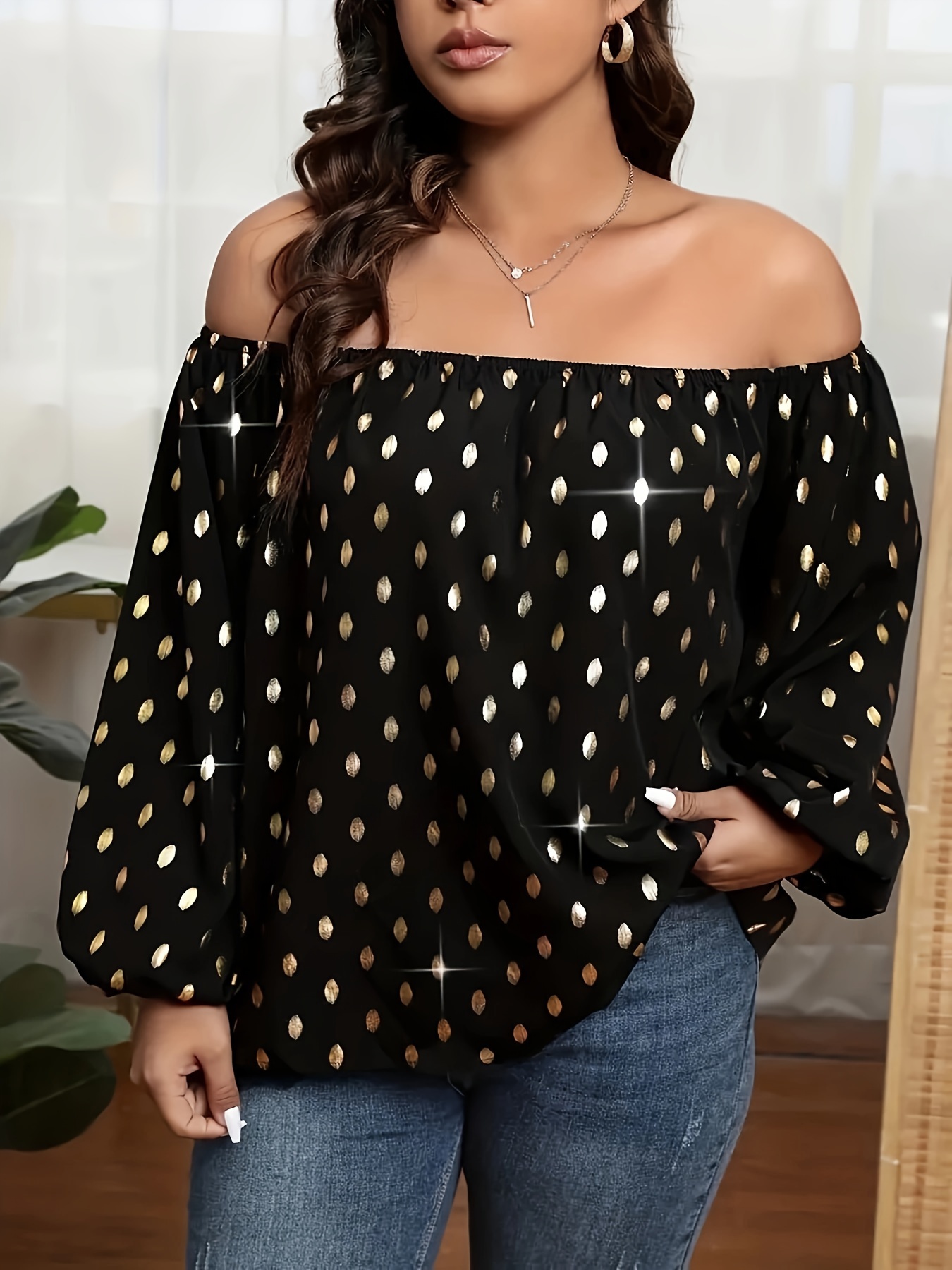 plus size womens elegant shoulder blouse black Temu