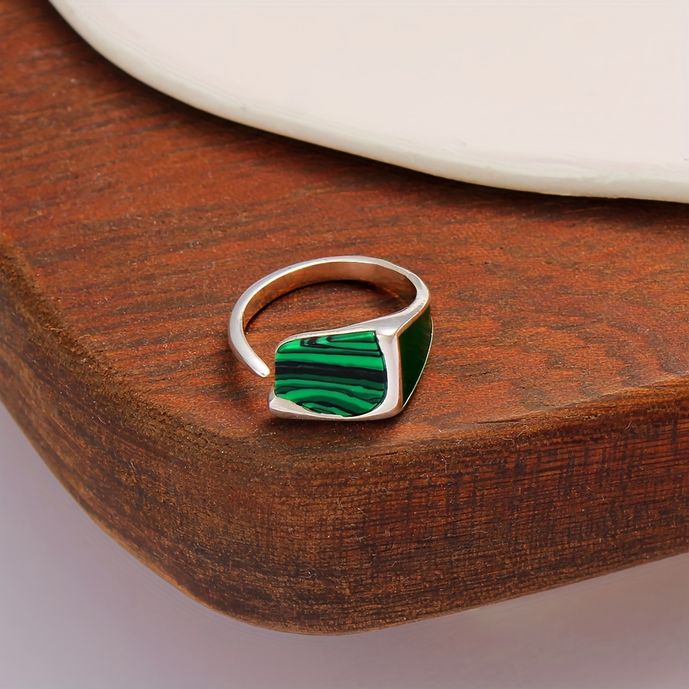   vintage elegant 925 sterling silver open cushion ring with turquoise inlay no plating versatile for daily party wear   compatible details 3