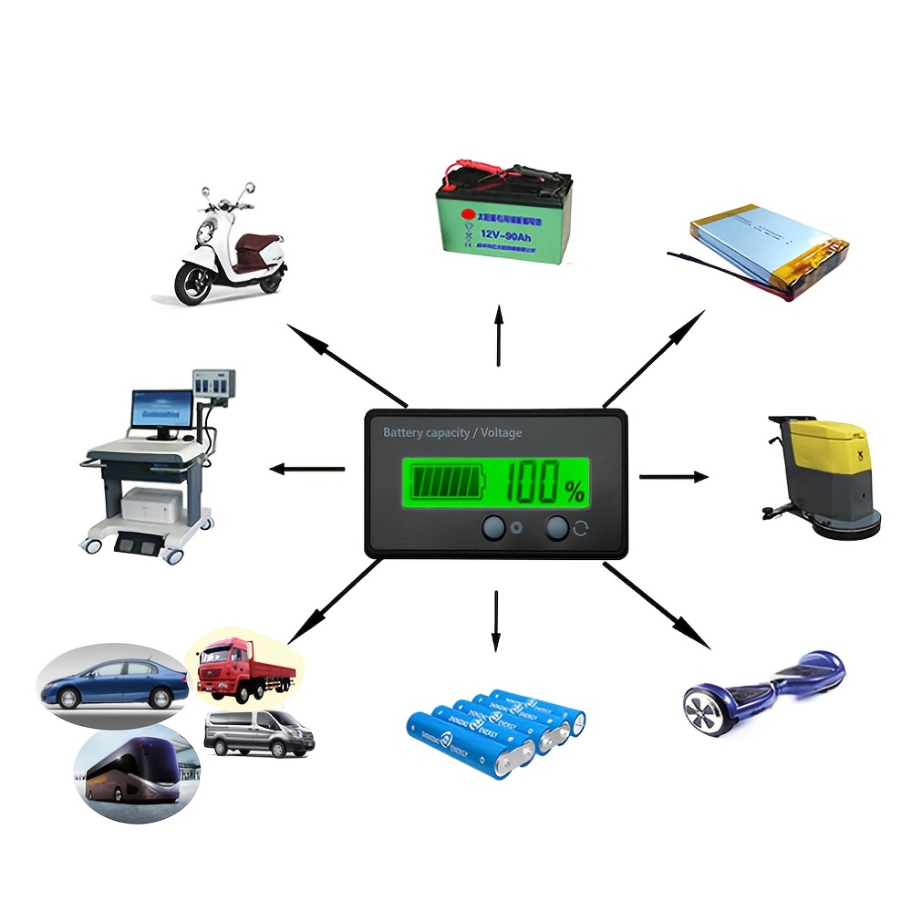 golf cart battery capacity indicator voltage meter with lcd display green backlight gauge digital voltmeter testers for lead acid batteries Product details 5
