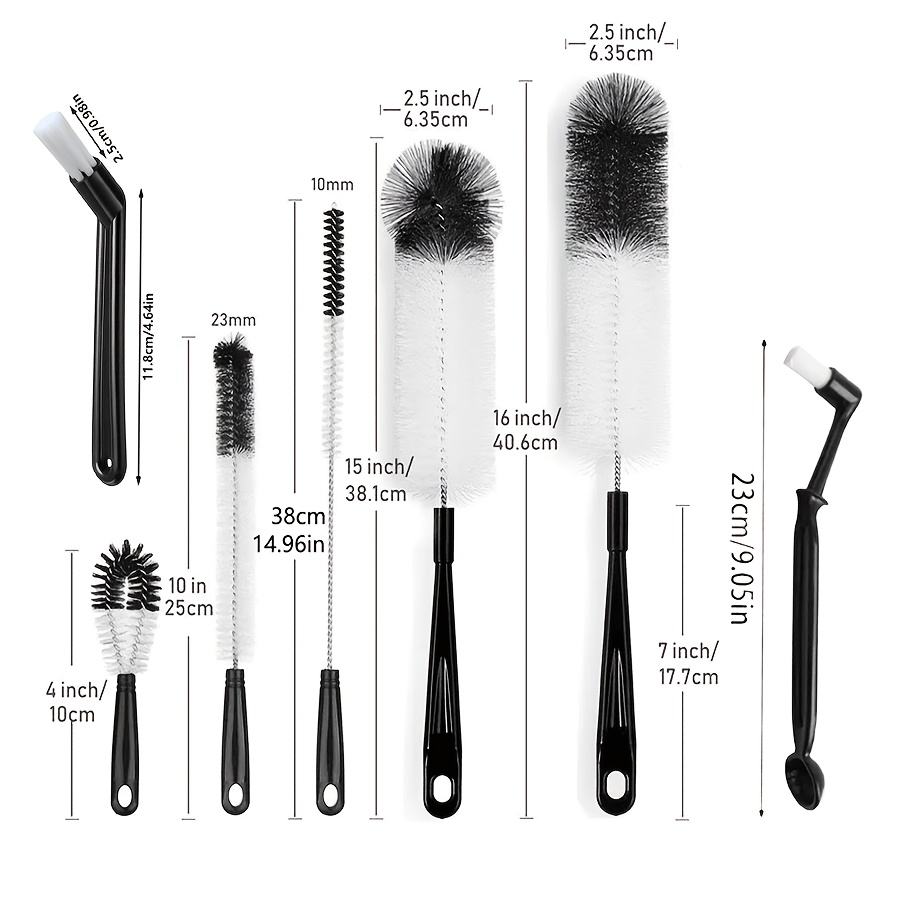 TEMU Set de 7 brosses de nettoyage, comprenant une brosse pour machine à café avec un mélange de poils souples et rigides, pour la vaisselle, une