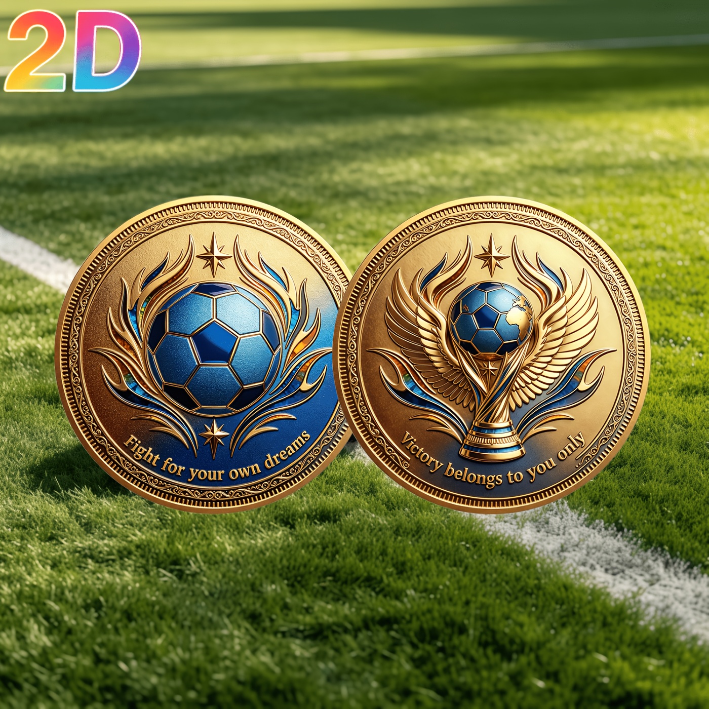 TEMU A 2d Double-sided Victory Football Commemorative Coin, A Unique Coin, With A Transparent Gift Box, Suitable For Event Commemorations, Fan Gifts,