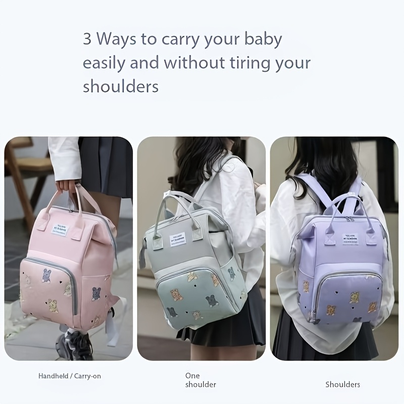 Mochila Multiusos para Viajes, Bolso de Pañales y Cambiador para Mujeres Embarazadas, Compatible con Cochecitos - Imagen 8