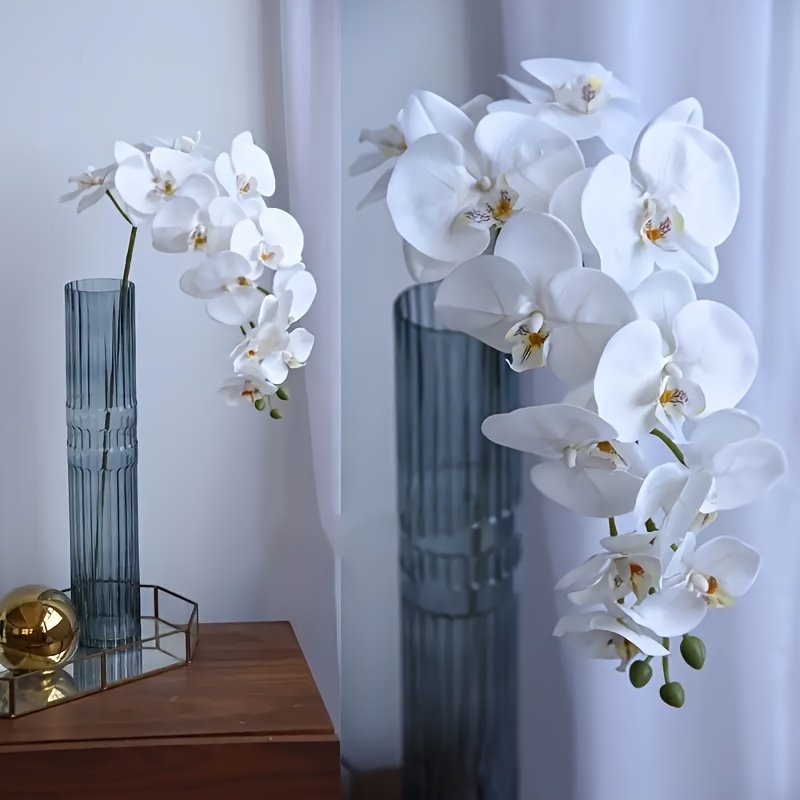 

3pcs Elegant White Artificial Phalaenopsis Orchids With 9 Each - Sophisticated Home & Wedding Decor, Floral Arrangements, Flower Decorations