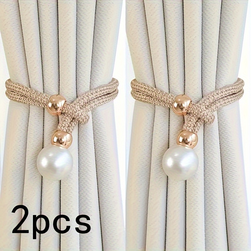 

2pcs Classic French Curtain Tiebacks With Pearl, Decorative Holdbacks For Window Treatments, Bedroom Office Decor, Curtains For Bedroom