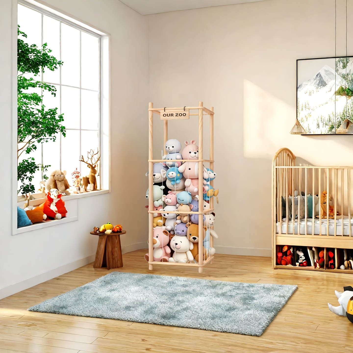 organisateur rangement animaux en peluche en bois pièces Temu France