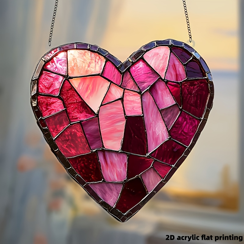 

2d Flat Printing Holiday Event: Heart-shaped Garden Suncatcher - 8 Inches X 8 Inches Plastic, A For Valentine's Day And Home Decor, A Love-themed Window Hanging, An Ideal Gift For Her.