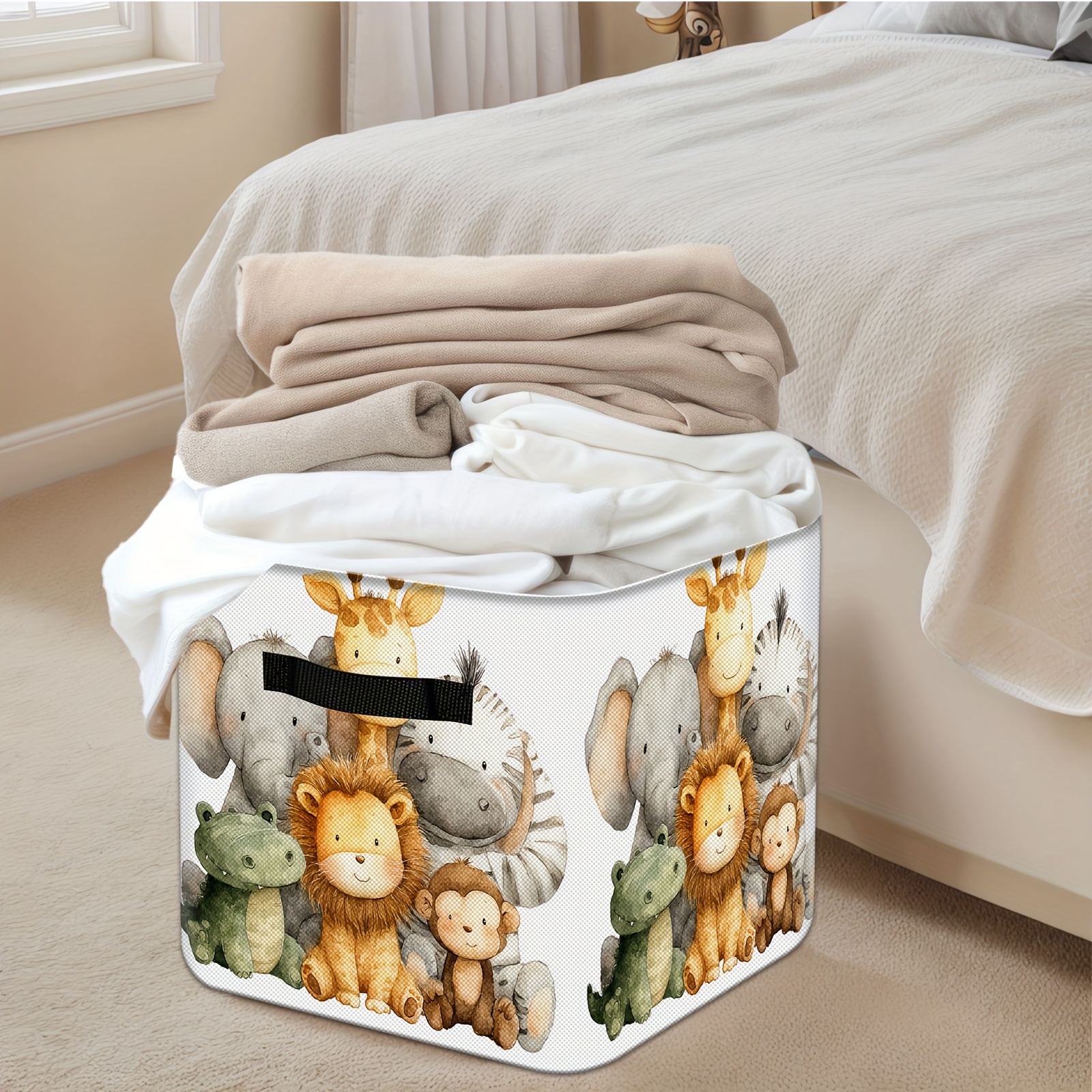 Jungle Animal Pattern Foldable Storage Box, Sturdy Collapsible Basket