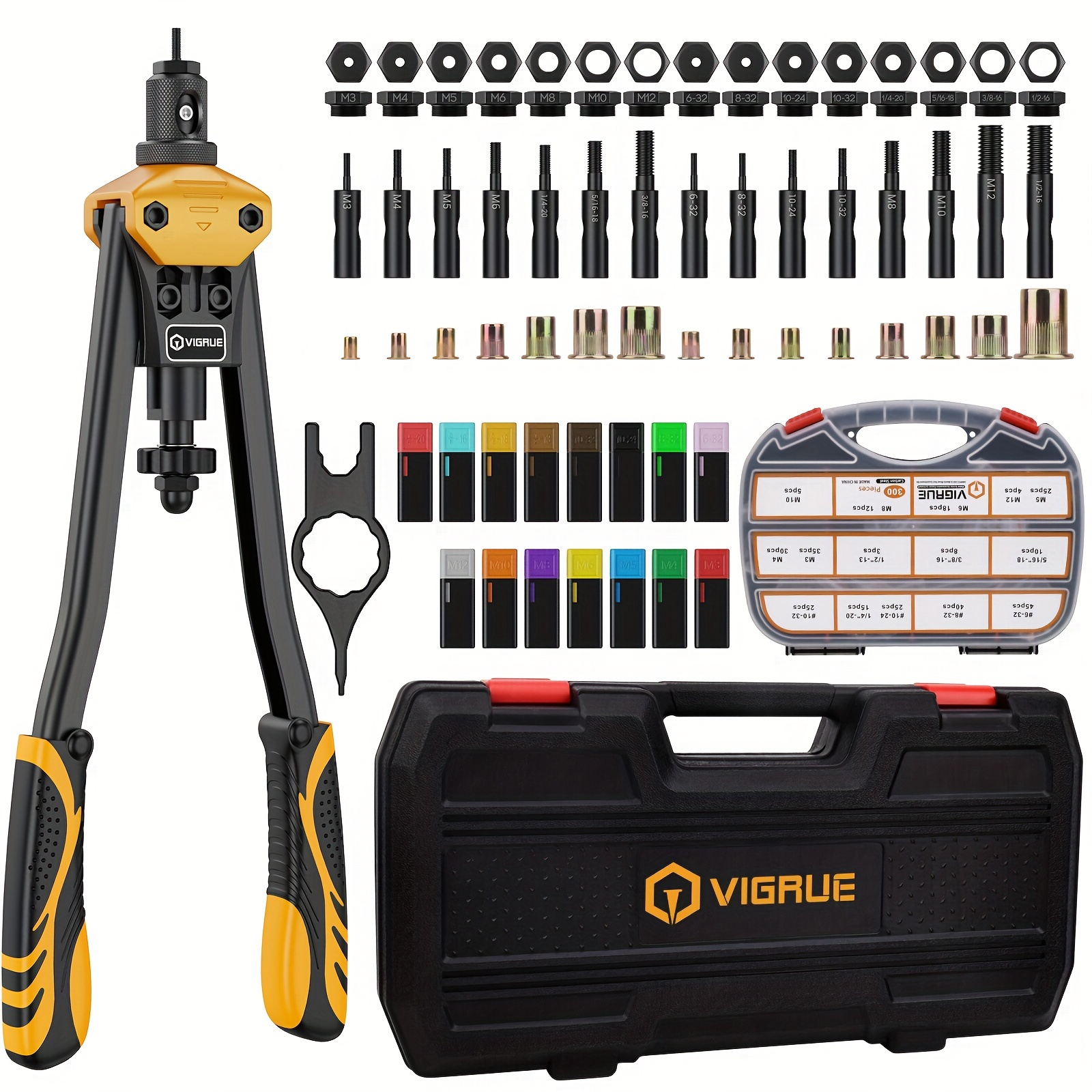 

Vigrue 16'' Nut Tool Set 15pcs & Mandrels M3 To M12, 6-32 To 1/2-13 And 300pcs & Sae Kit