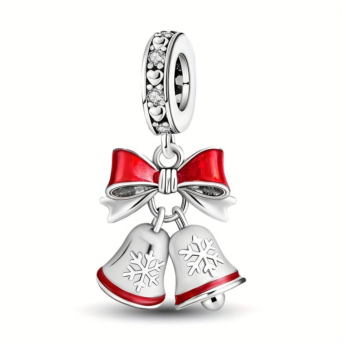 Image of 1pc Bell Pendant Diy Pendant, 925 Silver Plated Pendant Suitable For Original Bracelet Or Bracelet, Necklace, Jewelry Making Birthday Gift Valentine's Day Gift Mother's Day Christmas Gift For Women