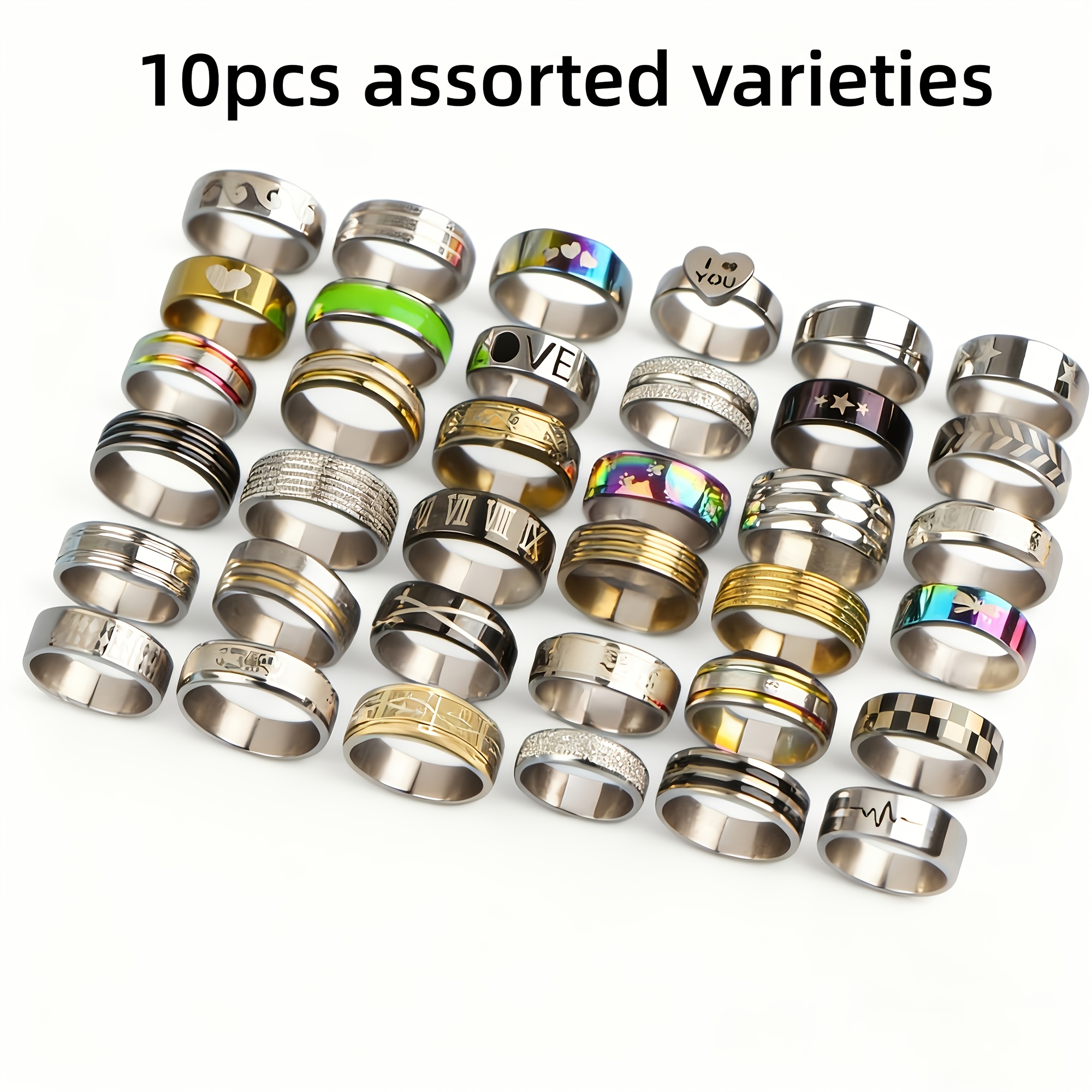 E-shop 10/20 Klassischer minimalistischer eleganter Druck gestreifter Edelstahl Herrenring/verschiedene Stile Herren- und Damen-Finger Schmuckring