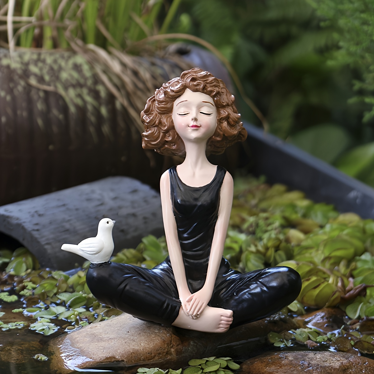 TEMU 1pc/home Sitting Yoga Meditation Girl Statue Ornaments-home Decoration-table Decoration- Decoration-home/bedroom/office/yoga Decoration-yoga