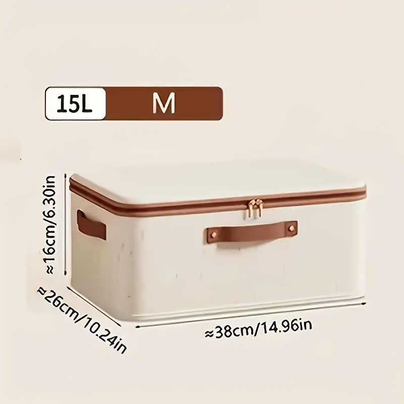 3pcs/Set Minimalist Beige Zipper Storage Box with Lid