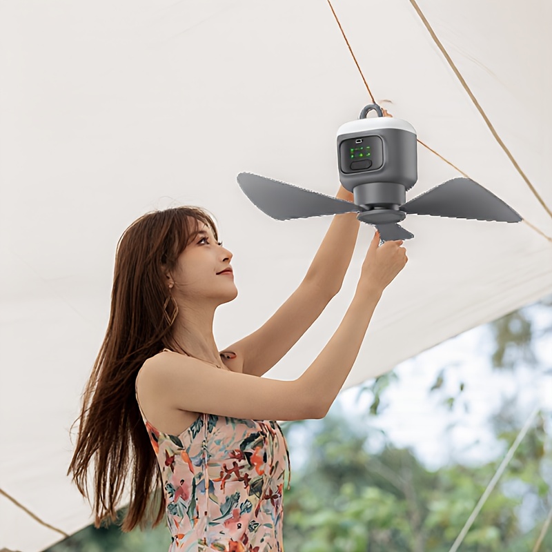 camping fan   with lighting 8 hour timer and up to 30 hours of   time 12000mah battery ceiling fan with remote control Product details 4