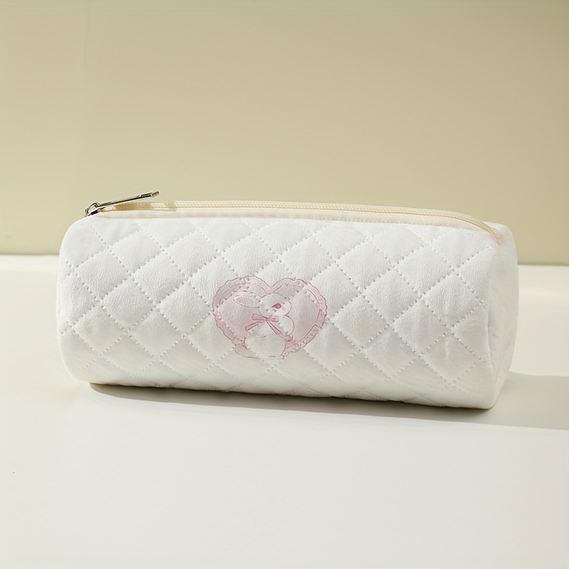 1pc polyester pencil case heart bow rabbit design quilted Temu