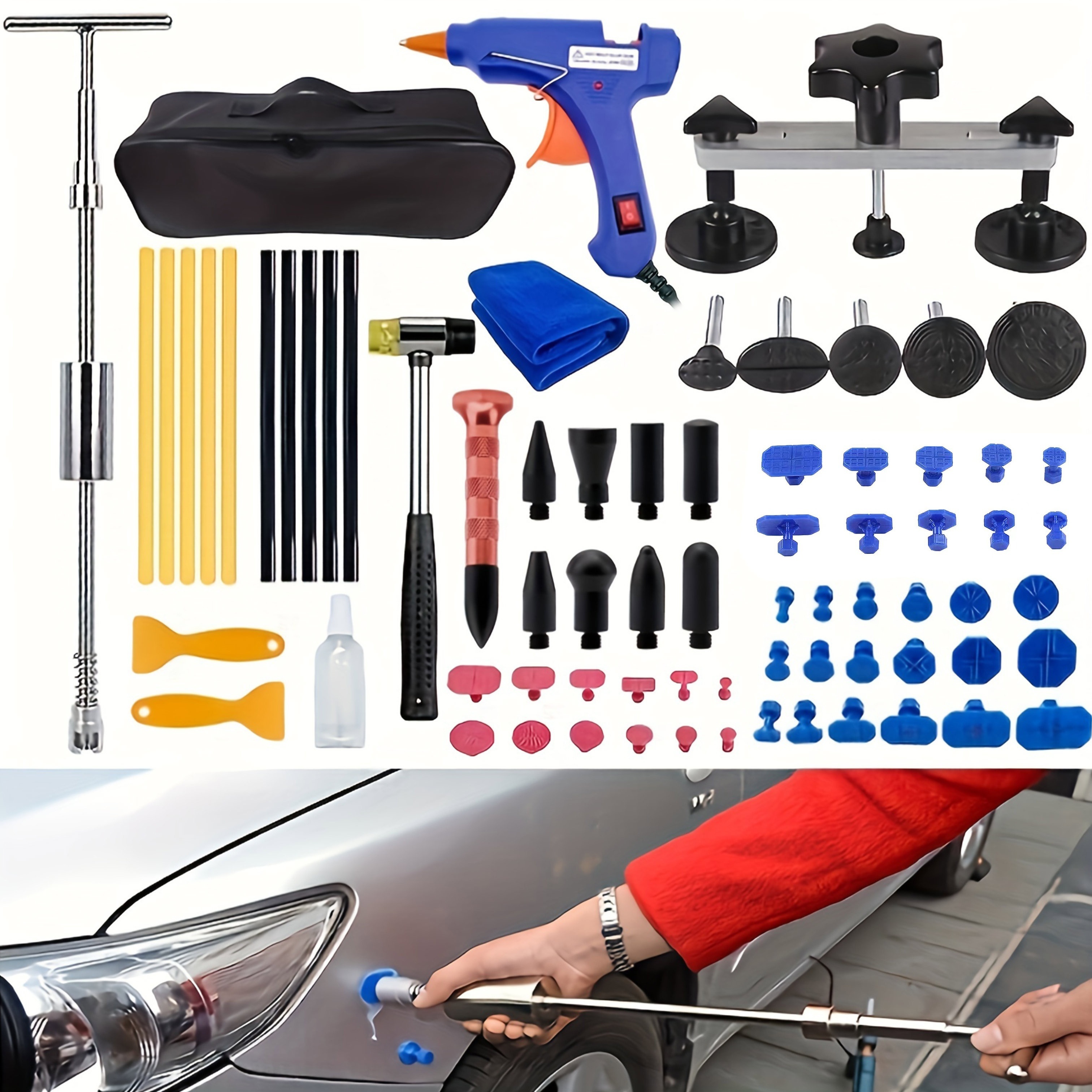 

Car Dent Repair Tool Kit Professional Workshop Auto Body Sheet Metal Paintless Hail Pit Puller Hammer Fix Hand Tools Set