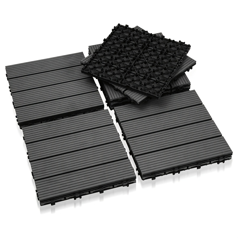 22pcs Wood-plastic Flooring, 30x30cm Balcony Flooring, Non-slip Flooring, Installation, Wpc Flooring, Outdoor Flooring, Dark Gray/red-brown