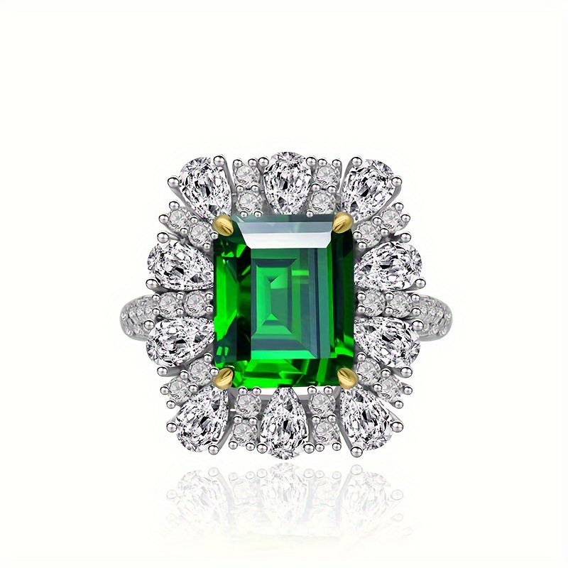 

S925 Silver 4 Carat 9*11mm Lab-grown Emeralds High Carbon Colored Gemstones Gifts Family And Friends Jewelry Birthday Gifts Anniversary Weddings Festivals Activities Daily Wear