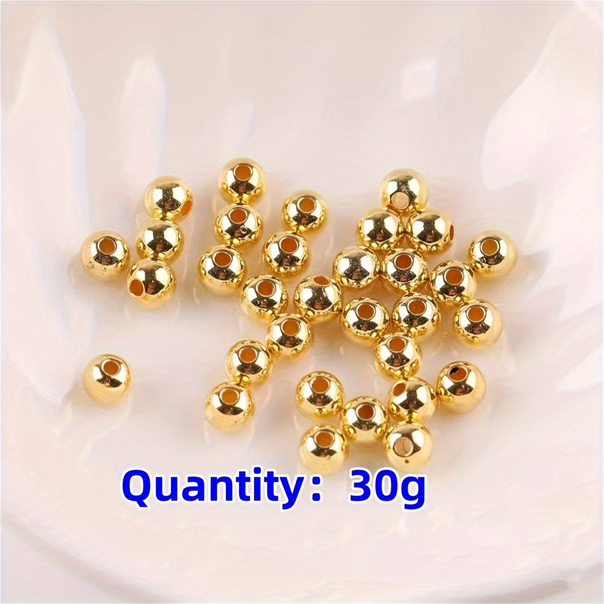 E-shop 5mm vergoldenete runde Perlen, 30 Gramm pro Packung, 500 Stück, kann zur Herstellung von Armbändern, Halsketten, Taillenketten, Fußkettchen