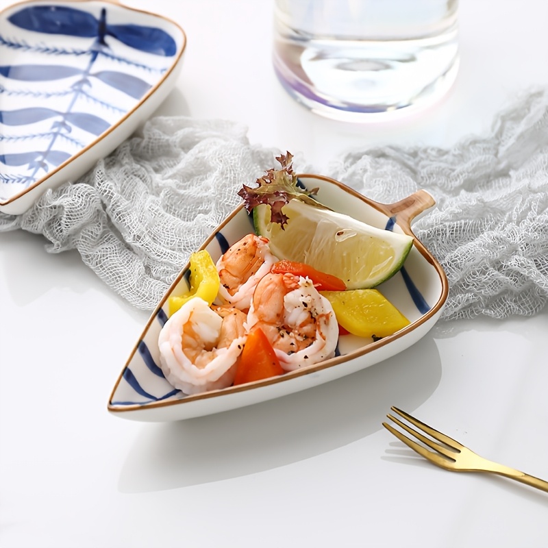   underglaze color hand painted leaves ceramic seasoning dish creative   tray combination home sauce dish butter dish Product details 7